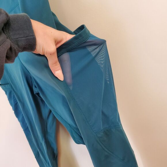 Glyder Flash Womens Size L High Waisted Leggings Dark Teal w/Pockets Gym Workout - Picture 4 of 8